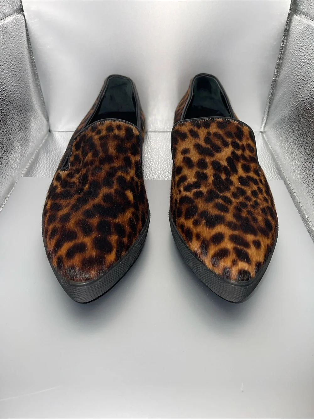 Alice + Olivia Rory Calf Hair Leopard Print Slip-On Flats